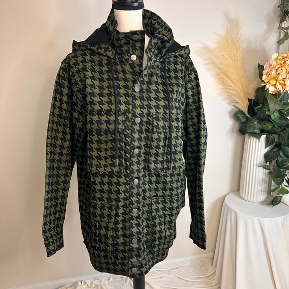 Adidas x Ivy Park Twill Heavyweight Jacket Green & Black Houndstooth Sz S NWT - Picture 3 of 17